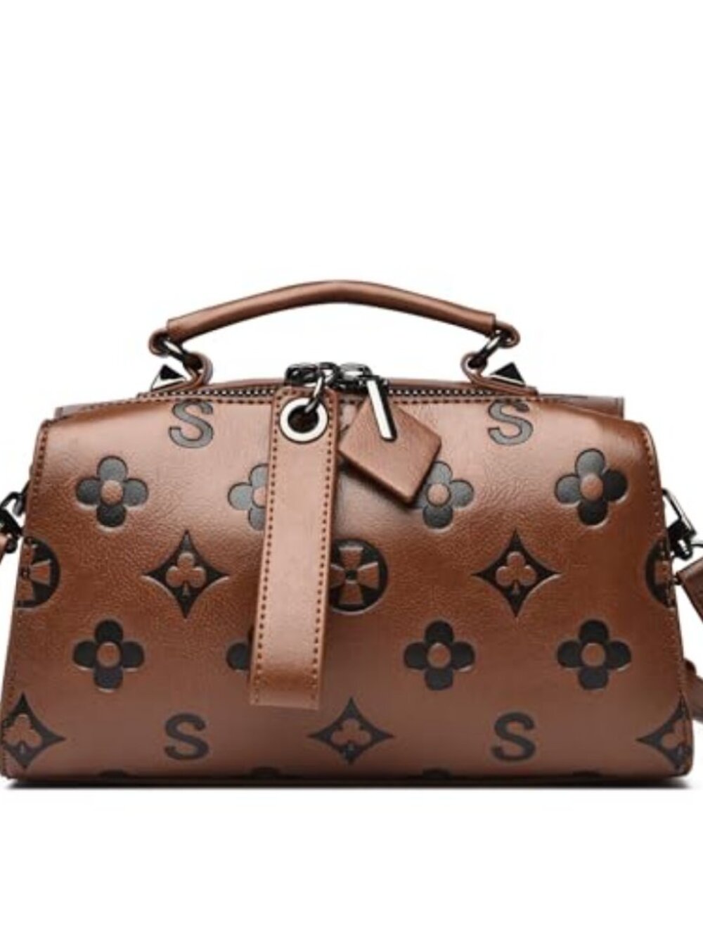 Crossbody Handbags and Purses Women - Small Leather Embossed Top Handle Purse